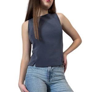 Jones New York Blue Silk Vest With Buttons On The Back Size  6.